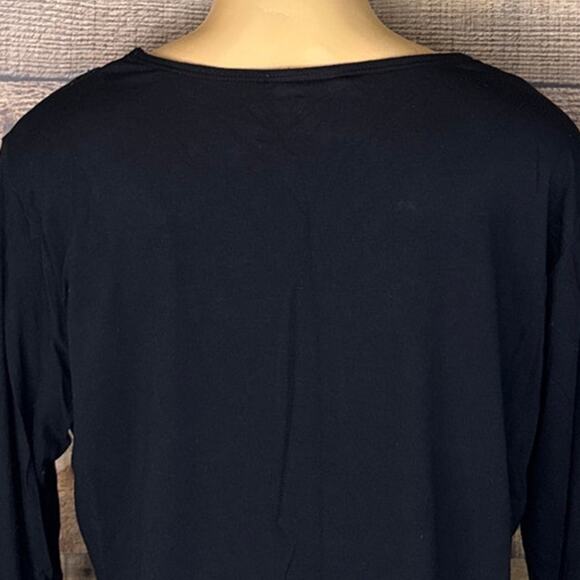 Natori Solid Black Cropped Sleeve Lace Trim Top Loungewear Size Large - Picture 6 of 8